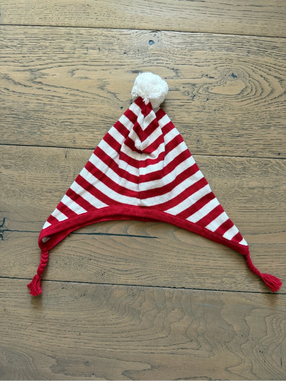 Angel Dear Red Stripe Pixie Pom Hat 6-12M